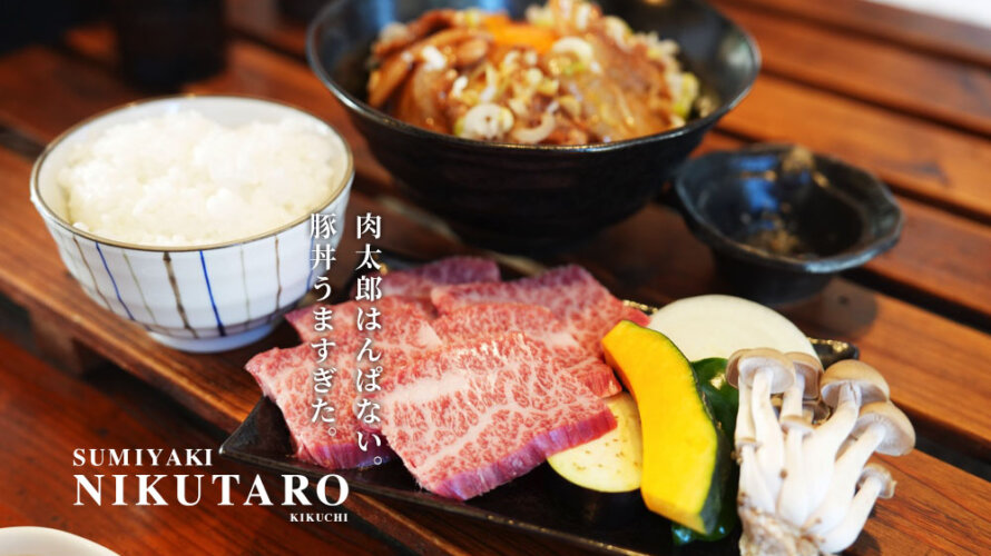 「炭焼き 肉太郎」の豚丼とから揚げがうますぎた。ツヤツヤのお米と肉ってやっぱり最高@熊本・菊池